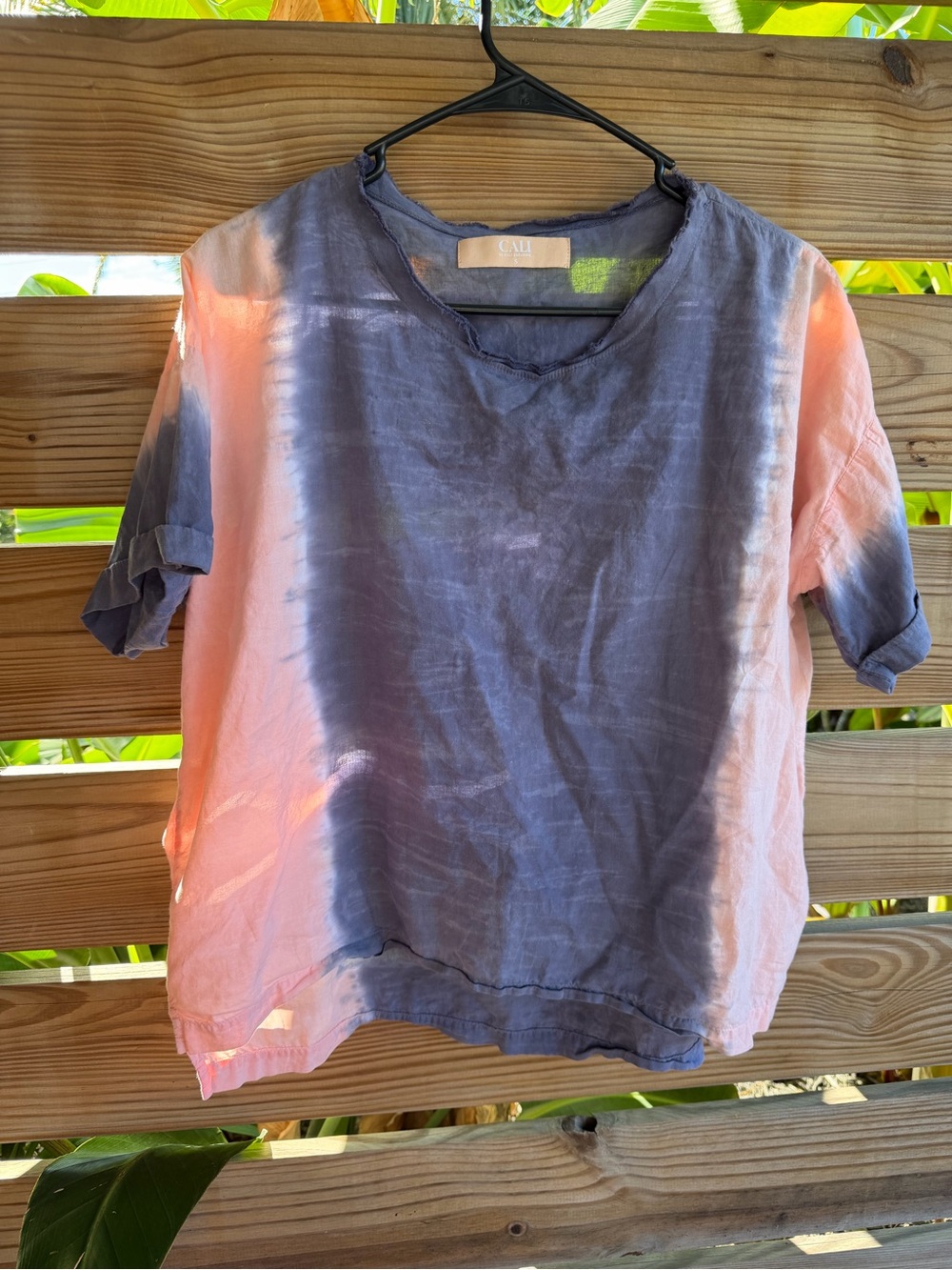 Tie-Dye Short Sleeve Top - Pink & Gray